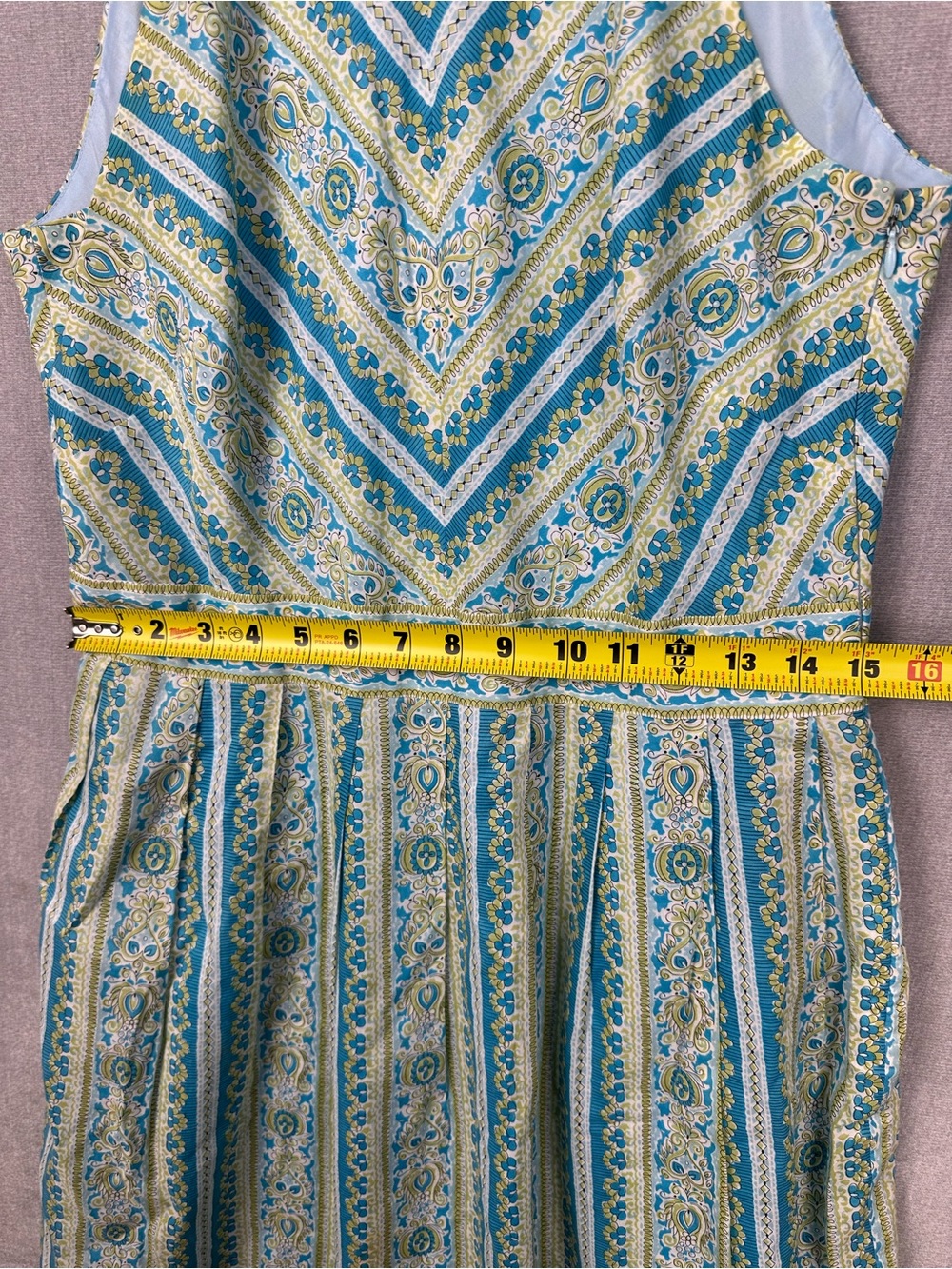 Ann Taylor Dress Womens Size 10 Blue Green A Line Sleeveless Lined Midi - Picture 6 of 7